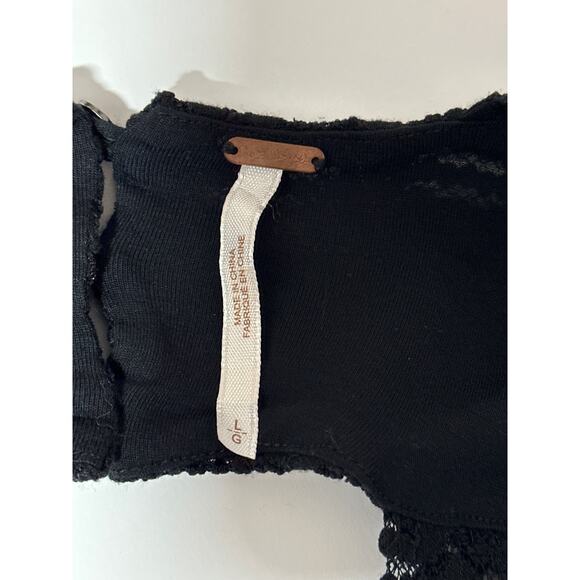 Free People Black Poppy Textured Mini Dress Sleeveless Size L Boho Summer Goth - Picture 10 of 13